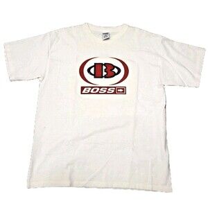 Boss IG Design T Shirt 90s Sz XL 3D Logo Graphic Made in USA Single Stitch Y2K